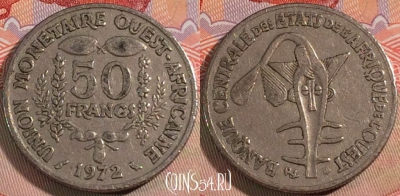 Западная Африка 50 франков 1972 года, KM# 6, 130b-131
