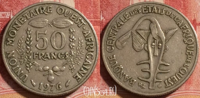 Западная Африка 50 франков 1976 года, KM# 6, 079c-140