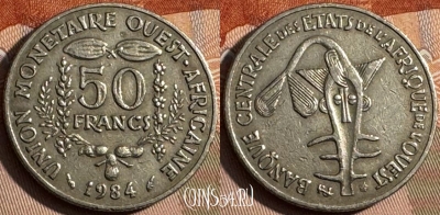 Западная Африка 50 франков 1984 г., KM# 6, 234s-128 ♛