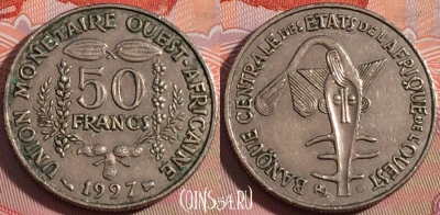 Западная Африка 50 франков 1997 года, KM# 6, 112b-055