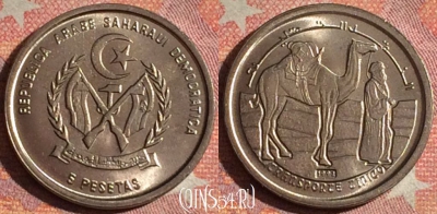 Западная Сахара 5 песет 1992 года, KM# 16, UNC, 061i-030