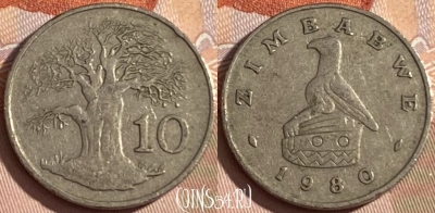 Зимбабве 10 центов 1980 года, KM# 3, 176r-107 ♛