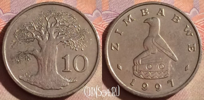 Зимбабве 10 центов 1997 года, KM# 3, 081g-080