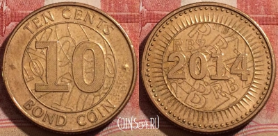 Зимбабве 10 центов 2014 года, KM# 18, 211-138