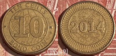 Зимбабве 10 центов 2014 года, KM# 18, 332r-108