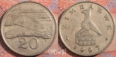 Зимбабве 20 центов 1997 года, KM# 4, b077-025