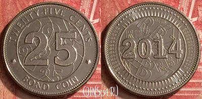 Зимбабве 25 центов 2014 года, KM# 19, UNC, 294m-036