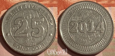 Зимбабве 25 центов 2014 года, KM# 19, 489р-090