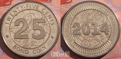 Зимбабве 25 центов 2014 года, KM# 19, a148-105
