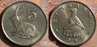 Зимбабве 5 центов 1997 года, KM# 2, UNC, 504s-048