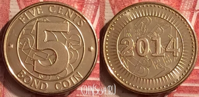 Зимбабве 5 центов 2014 года, KM# 17, UNC, 295m-100