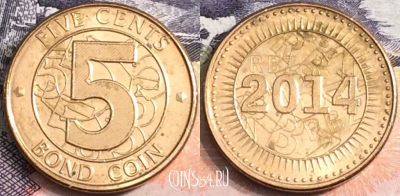 Зимбабве 5 центов 2014 года, KM# 17, a084-025