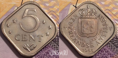 Нидерландские Антиллы 5 центов 1985 года, KM# 13, 229-123