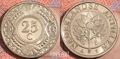 Антильские острова 25 центов 2014 года, KM# 35, a121-059