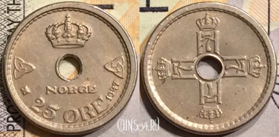 Норвегия 25 эре 1947 года, KM# 384, a080-091