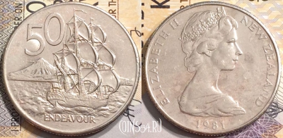 Новая Зеландия 50 центов 1981 года, KM# 37, 143-087