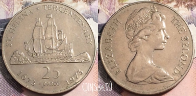 Остров Святой Елены 25 пенсов 1973 года, KM# 5, 167-145