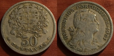 Португалия 50 сентаво 1951, 50-190