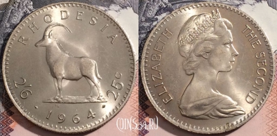 Родезия 2,5 шиллинга (25 центов) 1964 года, KM# 4, a093-049