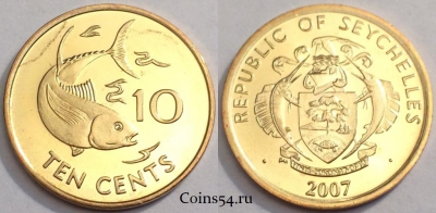 Сейшелы 10 центов 2007 UNC, 75-051b