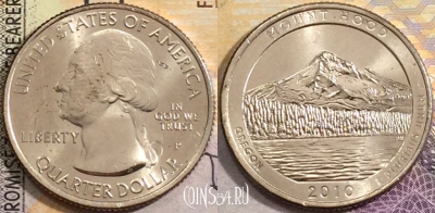 США 25 центов (квотер) 2010 года P, KM# 473, aUNC, 156-128