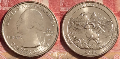 США 25 центов (квотер) 2012 года D, KM# 523, UNC, 262-013