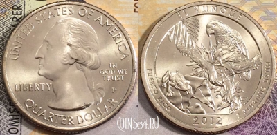 США 25 центов (квотер) 2012 года P, KM# 519, UNC, 156-118