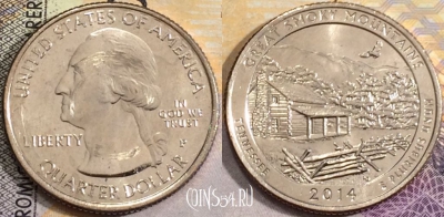 США 25 центов (квотер) 2014 года P, KM# 566, aUNC, 156-117