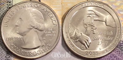 США 25 центов (квотер) 2015 года P, KM# 601, UNC, 156-120