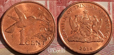 Тринидад и Тобаго 1 цент 2014 года, KM# 29, 215-142