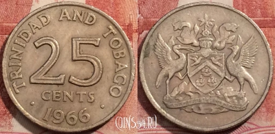 Тринидад и Тобаго 25 центов 1966 года, KM# 4, 207-041