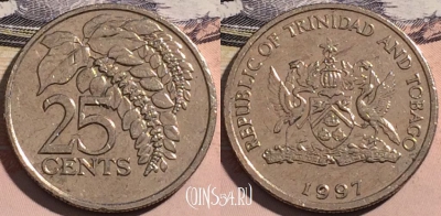 Тринидад и Тобаго 25 центов 1997 года, KM# 32, a129-114