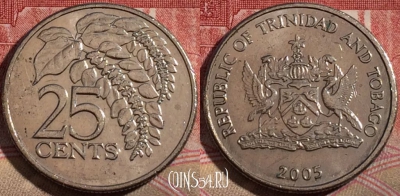 Тринидад и Тобаго 25 центов 2005 года, KM# 32, 215-078