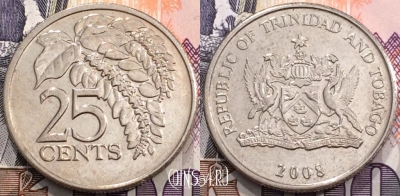Тринидад и Тобаго 25 центов 2008 года, KM# 32, 114-107