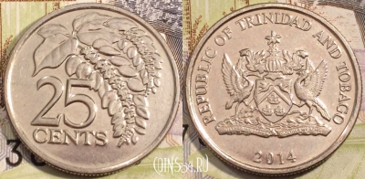 Тринидад и Тобаго 25 центов 2014 года, KM 32, 114-129