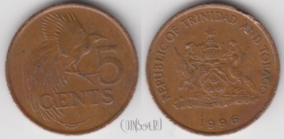 Тринидад и Тобаго 5 центов 1996 года, KM# 30, 134-029