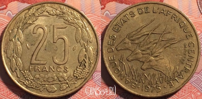 Центральная Африка (BEAC) 25 франков 1975 года, KM# 10