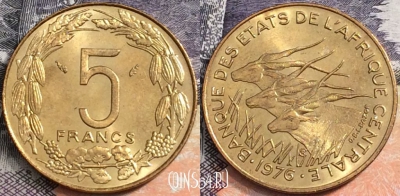 Центральная Африка (BEAC) 5 франков 1976 года, KM# 7