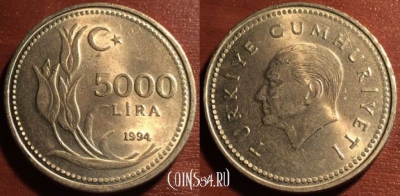 Турция 5000 лир 1994 года, KM# 1025, 049-132