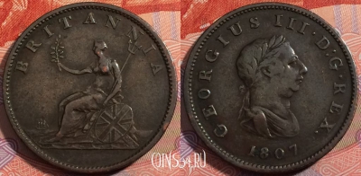 Великобритания 1/2 пенни 1807 года, KM# 662, a108-141