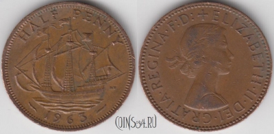 Великобритания 1/2 пенни 1963 года, KM# 896, 133-136