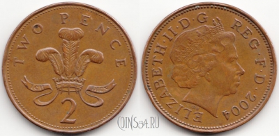 Великобритания 2 пенса 2004 года, KM# 987, 54-120