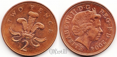Великобритания 2 пенса 2004 год, KM# 987, 55-034