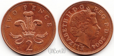 Великобритания 2 пенса 2004 г., KM# 987, 55-040