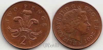 Великобритания 2 пенса 2007 года, KM# 987, 54-137