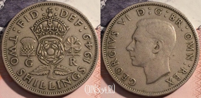 Великобритания 2 шиллинга 1949 года, KM# 878, a063-091