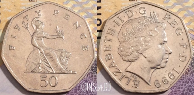Великобритания 50 пенсов 1999 года, KM# 991, a120-040