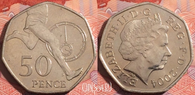 Великобритания 50 пенсов 2004 года, KM# 1047, a072-038