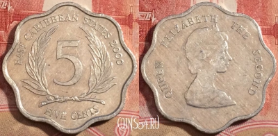 Восточные Карибы 5 центов 2000 года, KM# 12, 222-127