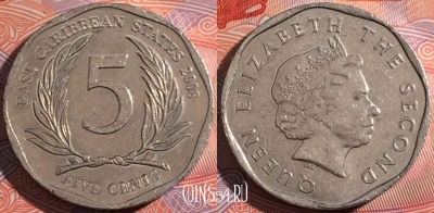 Восточные Карибы 5 центов 2008 года, KM# 36, a136-064